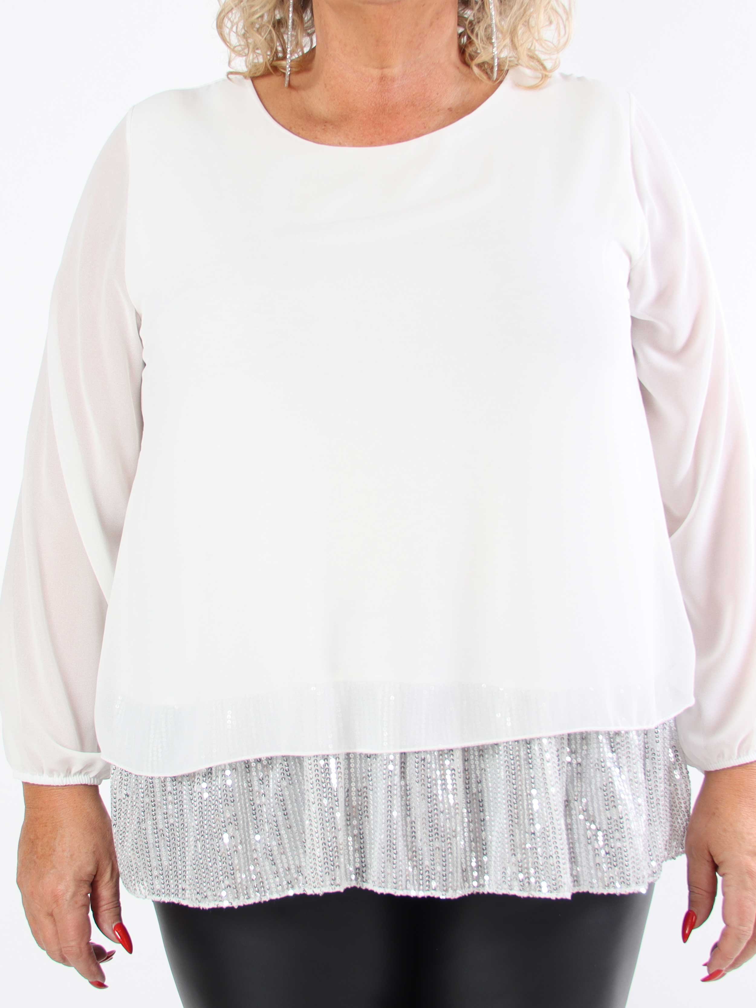 Luby - Plus size-tunika i chiffong med paljettfåll